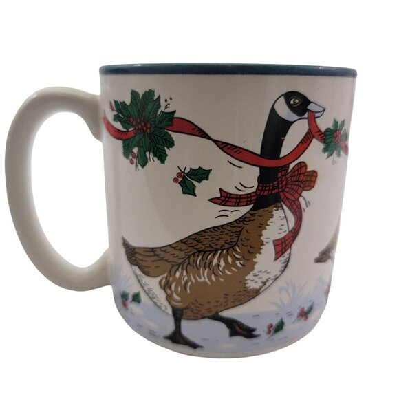 Potpourri Press Christmas Geese Ceramic Holiday Coffee Tea Mugs Cups – Set of 2 - Picture 9 of 16